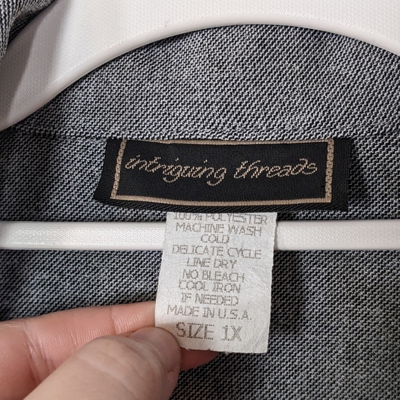 Vintage 80s Intriguing Threads Grey Knit Bow Detail Button Up Coat Size 1X - Picture 2 of 5